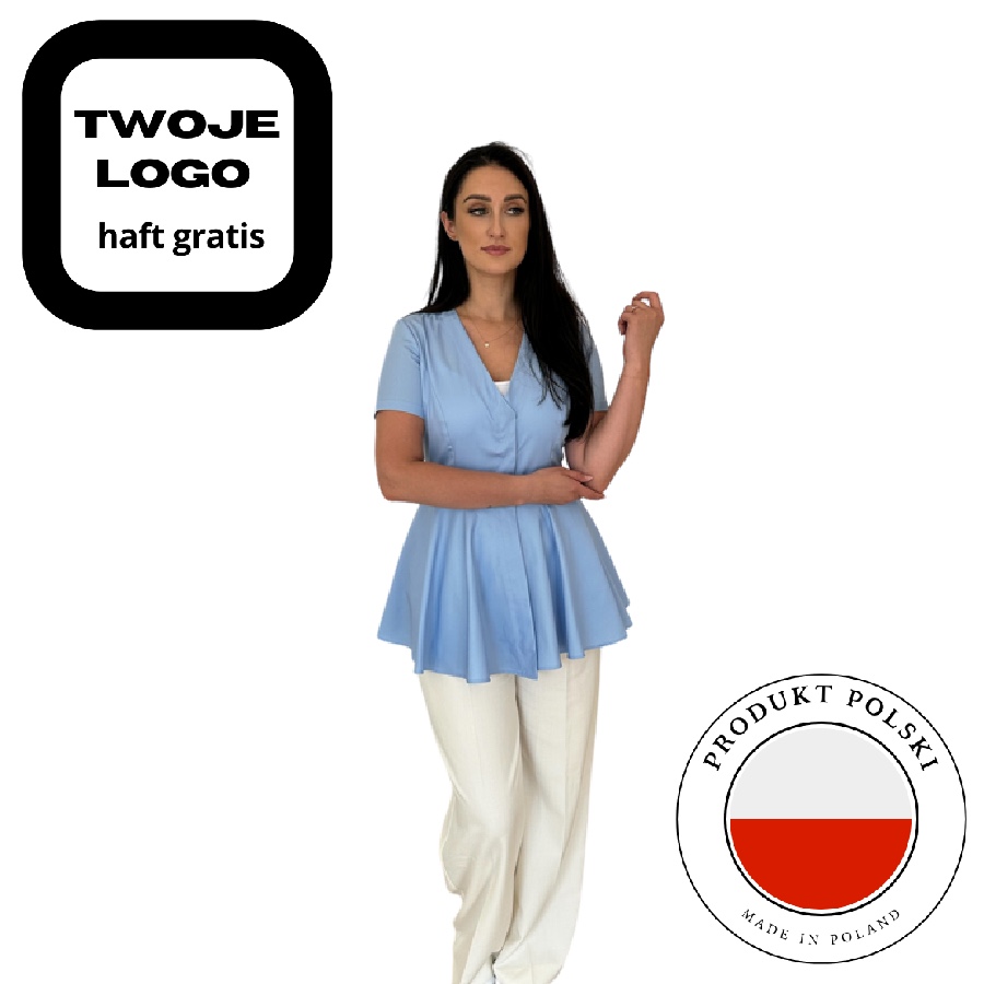 Fartuch "Baby Blue", fartuszek kosmetyczny/medyczny "princess",twoje logo haft