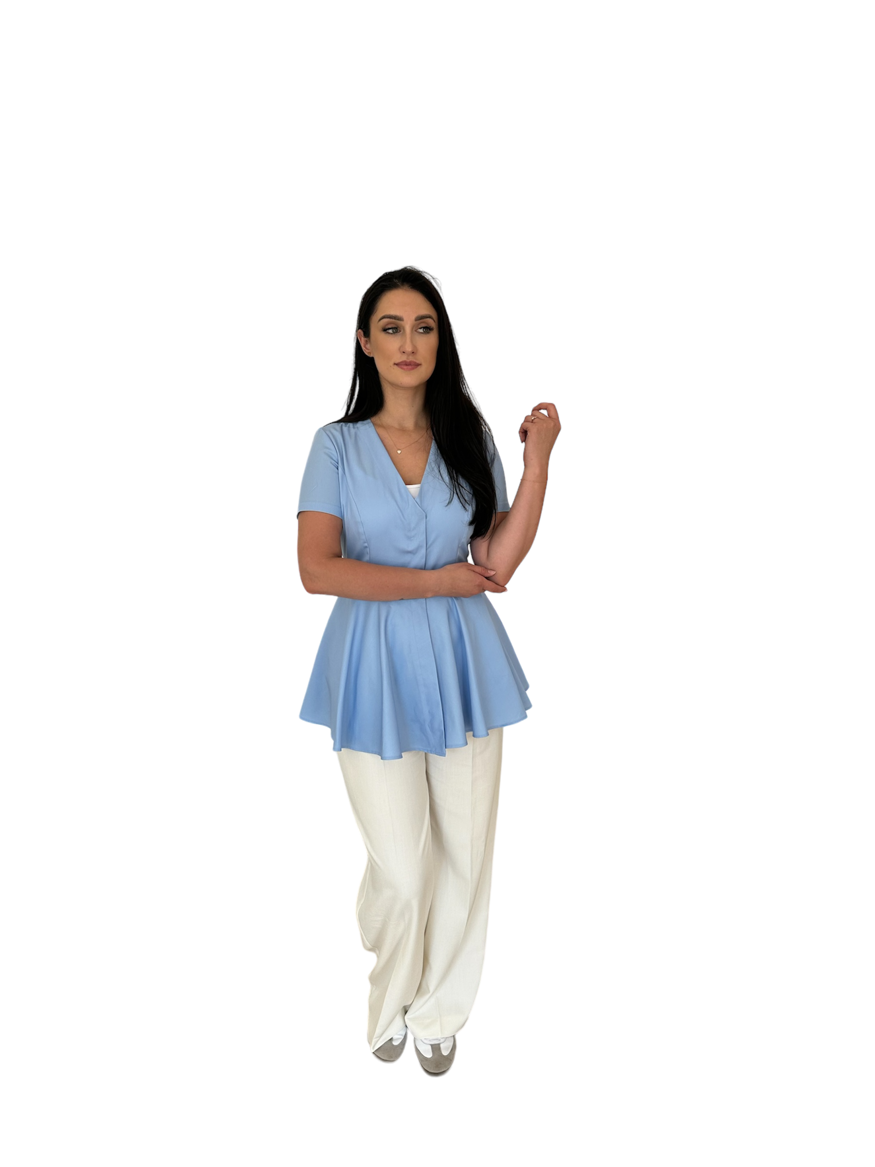Fartuch "Baby Blue", fartuszek kosmetyczny/medyczny "princess",twoje logo haft - obrazek 3